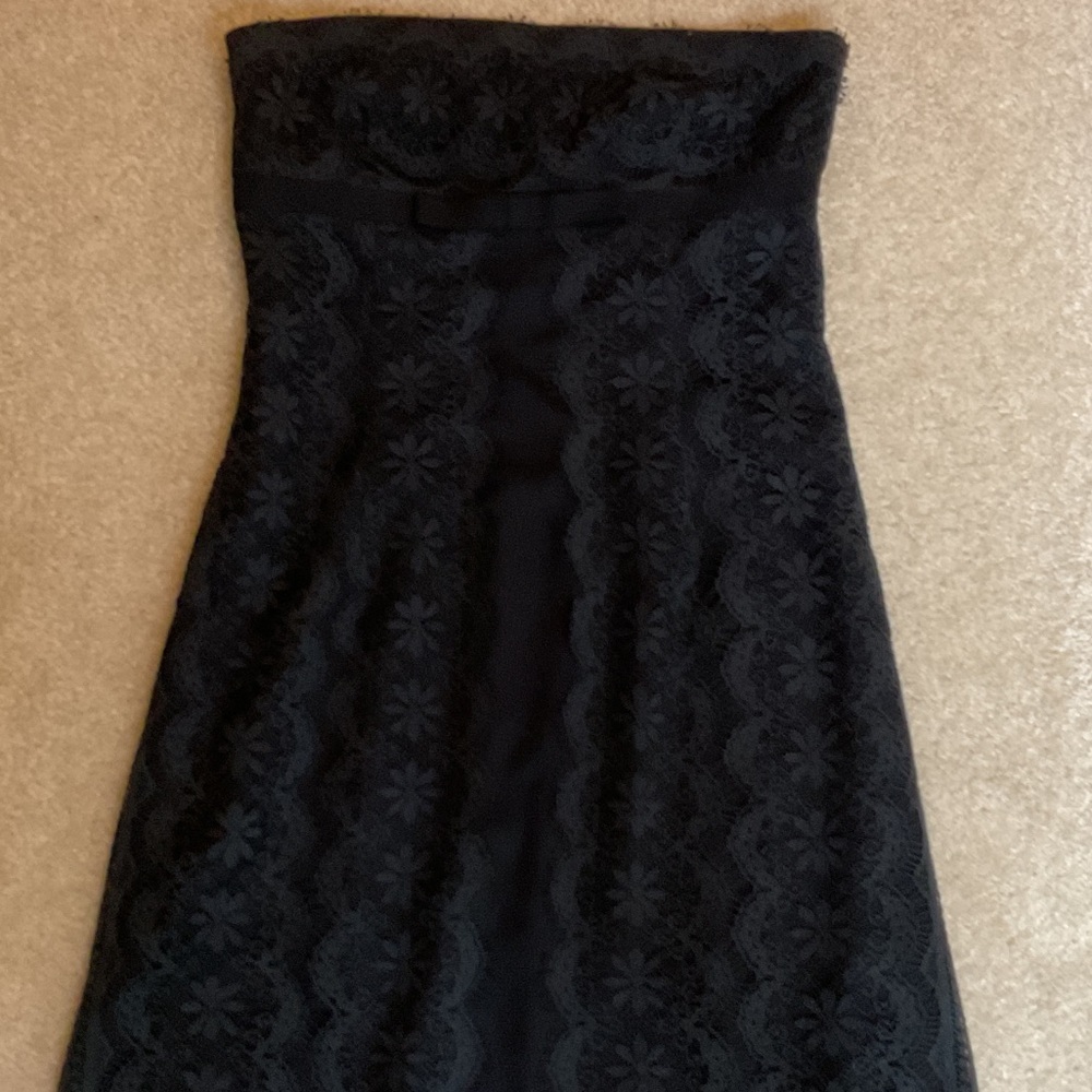 Trina Turk Black Strapless Lace Dress